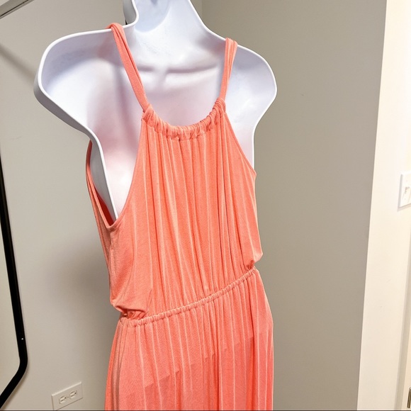 LOFT // Soft Halter Peach Coral Midi Dress - Picture 3 of 6